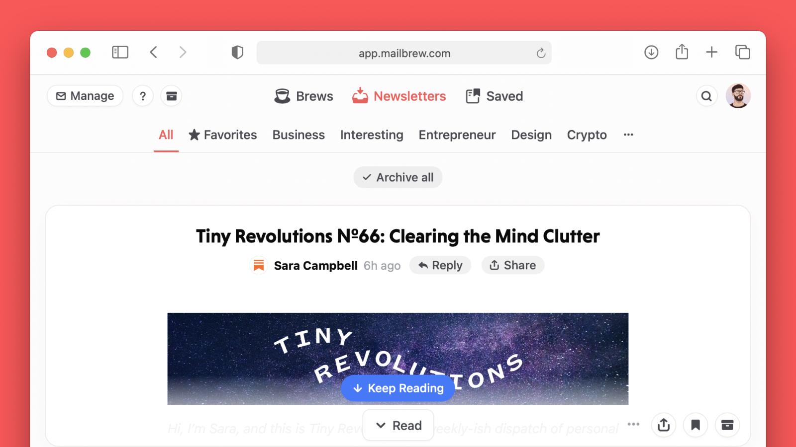 Mailbrew is the only newsletters app you need